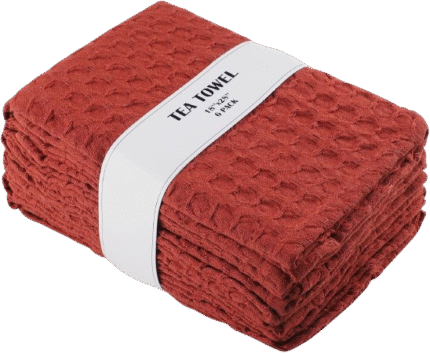 Elitetto 100% Cotton Terracotta Waffle Tea Towels for Kitchen - Kitchen Towel Set - Absorbent Tea Towels for Baking, Drying & Cleaning